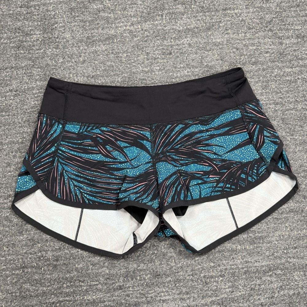 Lululemon Speed Up Shorts 4 Palm Lace Lined Run Jog Gym Active Athletic Tropical
